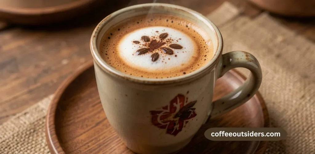 turkish coffee caffeine content in traditional demitasse cup with foam