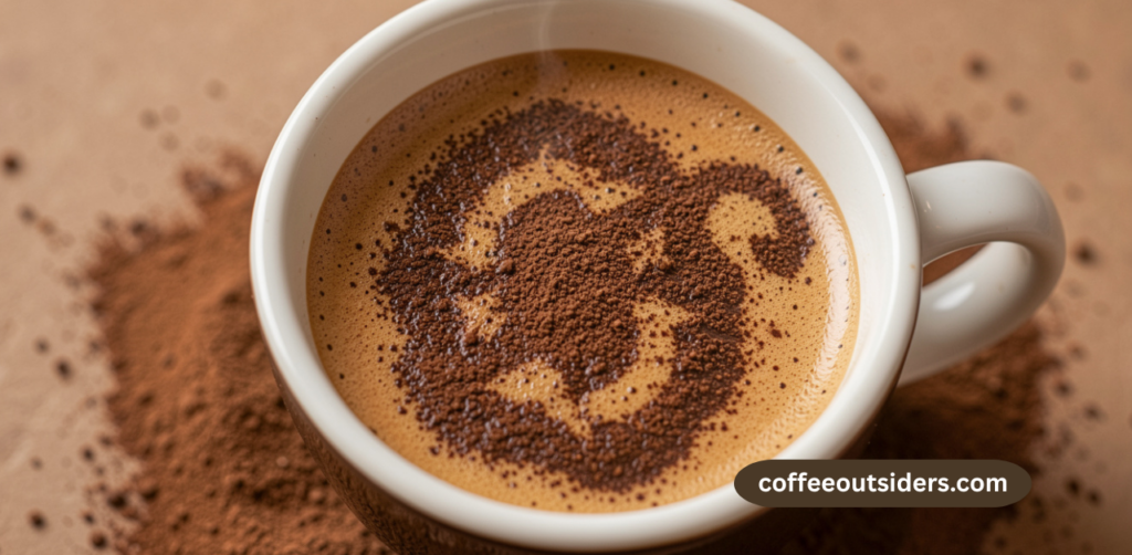 turkish coffee grounds sediment pattern in cup for fortune reading